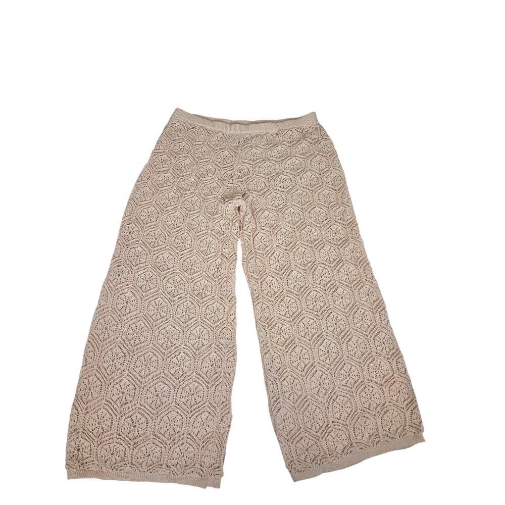 Shade & Shore Cream Crochet Knit Pants Swim Cover XL/16